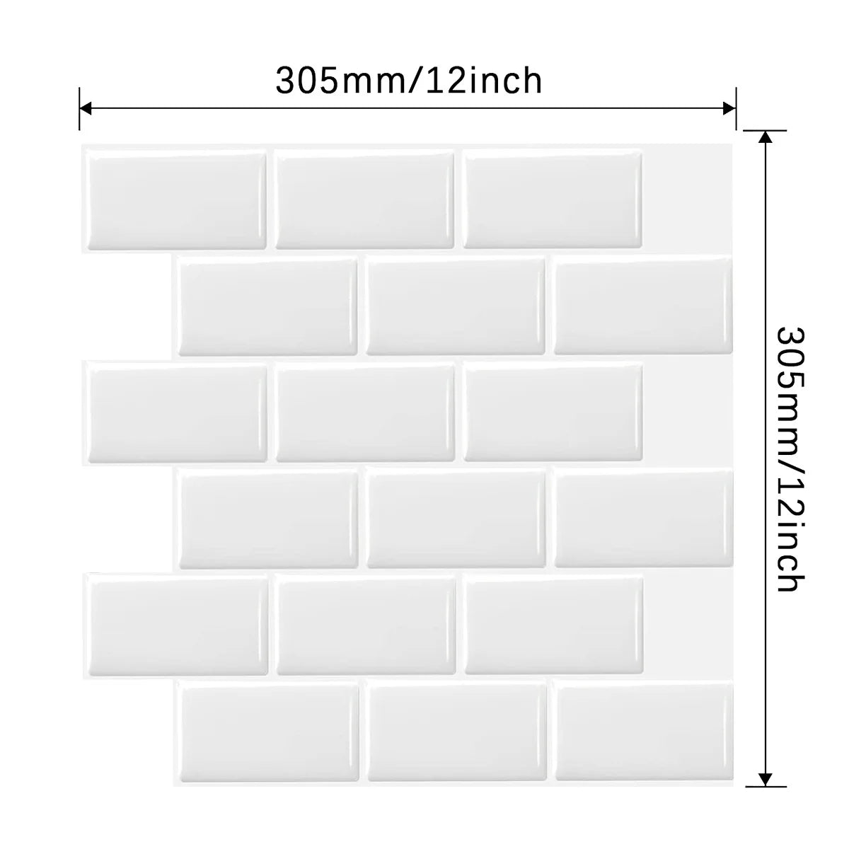 Wall Stickers White Self-Adhesive Anti-Tiles Waterproof Vinyl Peel and Stick 3D Brick Wallpaper Backsplash for Kitchen Bathroom