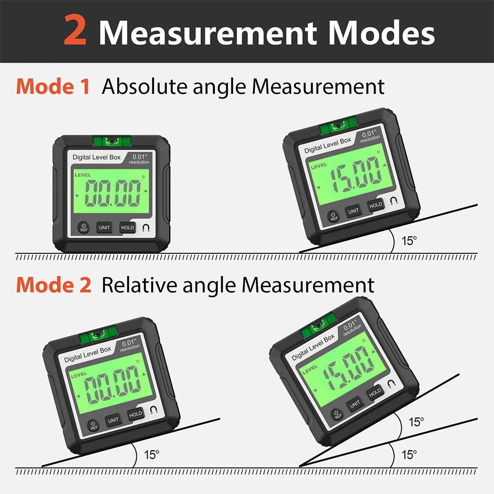 Digital Angle Gauge Magnetic Protractor Inclinometer Level Angle Finder Angle Cube Level Box With Magnes And Backlight Profi-Group