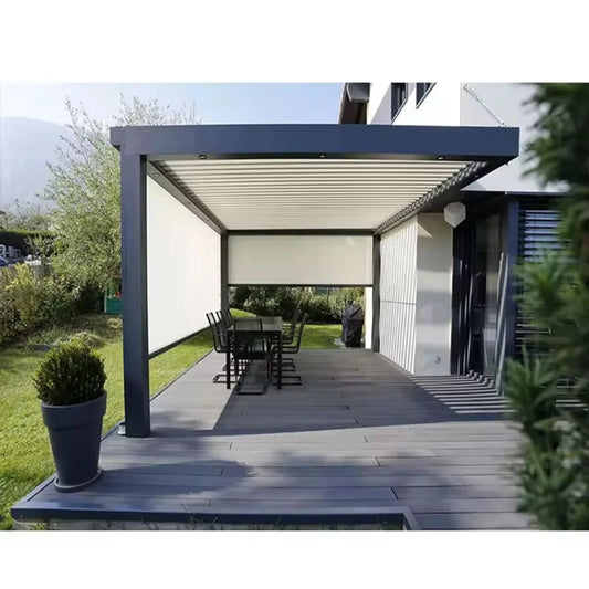 3X3Waterproof Outdoor Pergola Garden Pergola Aluminium Outdoor Motorized Aluminum Pergola Gazebo Outdoor With Sliding Glass Door - Profi-Group