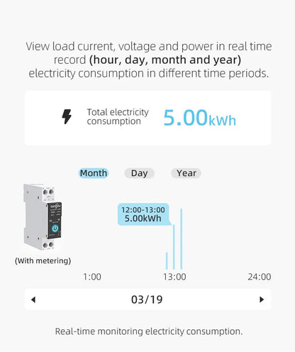 TUYA WIFI Smart Circuit Breaker Power Metering 1P 63A DIN Rail for Smart Home wireless Remote Control Smart Switch by APP TONGOU Profi-Group