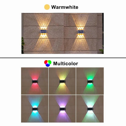 4/6/8LED Solar Wall Spotlight Outdoor Upper And Lower Lighting Solar Powered Waterproof Streetlight for Balcony Courtyard Garden