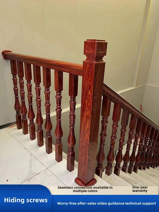 Indoor and outdoor handrail stair balcony guardrail aluminum alloy railings fence small leaf rosewood white oak self-installed h Profi-Group