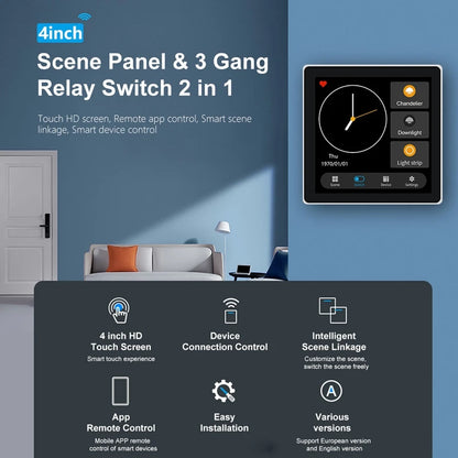 "lalya' Smart Home Multiple Zigbee Smart Home Control Panel 4 Inch Switch Panel In-Wall Touchscreen Control for Home-EUplug