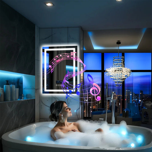 ALLICE Bluetooth  Mirror Time Temperature Display Wall Hang Vanity Mirror with Bluetooth Speaker Dimmable Anti-fog Profi-Group
