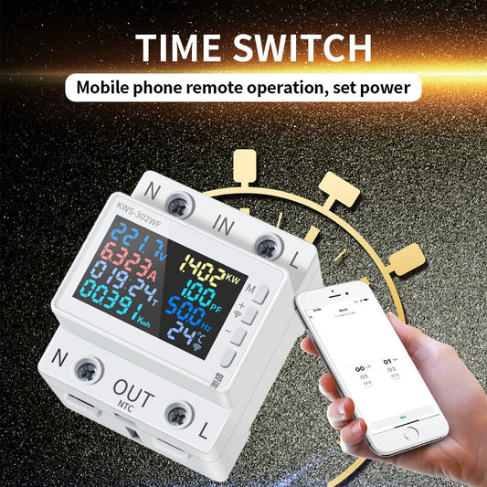 Tuya WiFi 8in1 Power Meter 2P AC Energy Meter APP Control 170-270V/63A Voltage and Current Meter Electricity Meter Smart Life Profi-Group