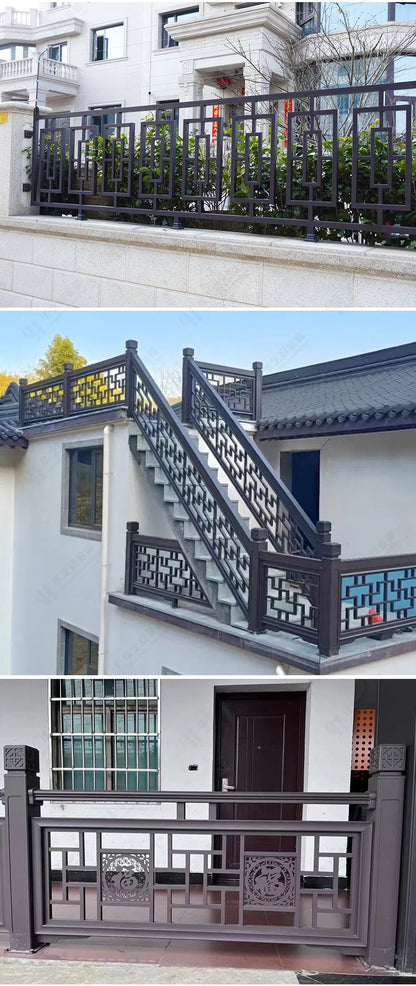 Chinese antique aluminum alloy balcony guardrail aluminum art villa terrace