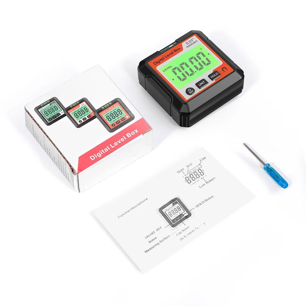 Digital Angle Gauge Magnetic Protractor Inclinometer Level Angle Finder Angle Cube Level Box With Magnes And Backlight Profi-Group