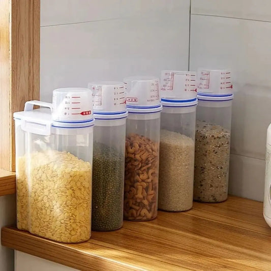 【Hot sales】1pc Rice And Grains Food Storage Canister With Measuring Cup, Kitchen Moisture-proof And Insect-proof Dust-proof - Profi-Group