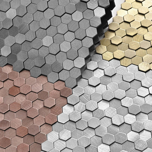 Luxury Metal Stainless Steel Wall Mosaic 3D Bathroom Mosaic Tile Aluminum Hexagon Mosaic Profi-Group