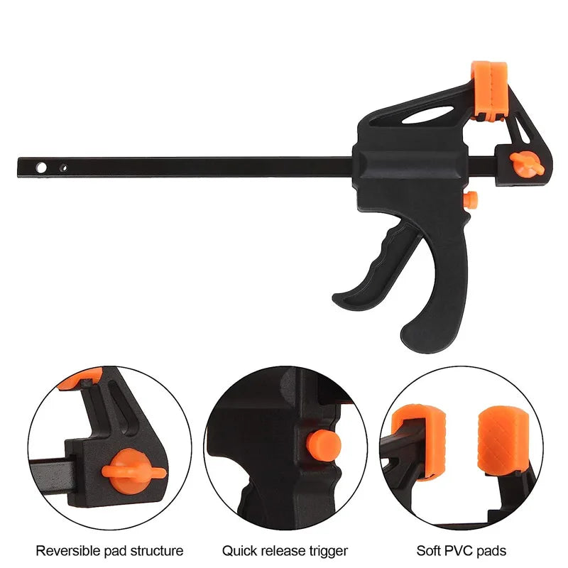 Woodworking Clamp F Hard Quick Release Ratchet Speed Squeeze Clip Kit Long Carpenter Set Nylon Gadget Work Bar Hand Tool 4inch Profi-Group