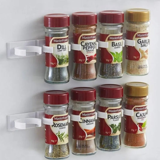 2pcs Grey Plastic Kitchen Jar Rack Wall-Mounted Adhesive Seasoning Bottles Holder Spice Bottle Holder Tool Kitchen Storage Rack - Profi-Group