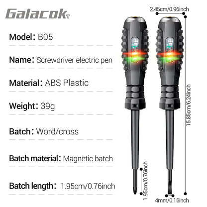 Multifunctional Electrician Test Screwdriver AC Non-contact Induction Test Pen Voltage Tester 70-600V Red Green Induction Lights Profi-Group