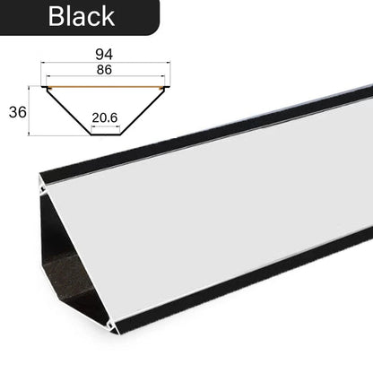 פרופיל LED אלומיניום פינתי 45 מעלות בצבע שחור כסוף