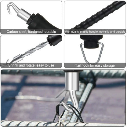 2024 New Semi-Automatic Rebar Tying Machine Wire Knoting Pliers Straight Pull Bar Binding Hook Construction Site Winding Tool - Profi-Group