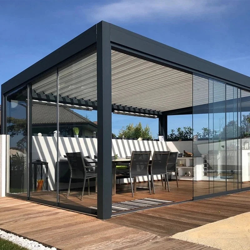 Large Waterproof Aluminum Pergola Gazebo for Outdoor BBQ & Commercial Use Heavy Duty Electric Rain Proof Arch Bridge Profi-Group