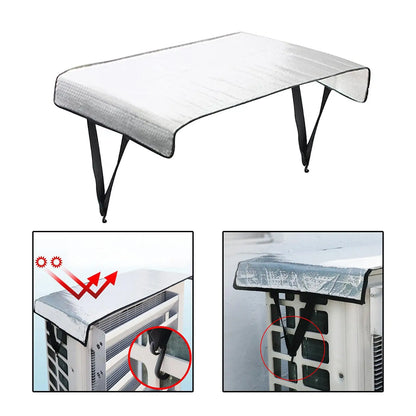 1x Air Conditioner Cover Aluminum Foil Weather Waterproof Sunshade Air Conditioner Outer Cover for Outside Unit Outdoor