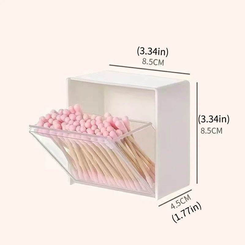 4pcs Plastic Wall Mounted Storage Boxes Dustproof Bathroom Organizer for Cotton Swabs Makeup Adhesive Small Jewelry Holder Box