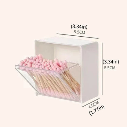 4pcs Plastic Wall Mounted Storage Boxes Dustproof Bathroom Organizer for Cotton Swabs Makeup Adhesive Small Jewelry Holder Box