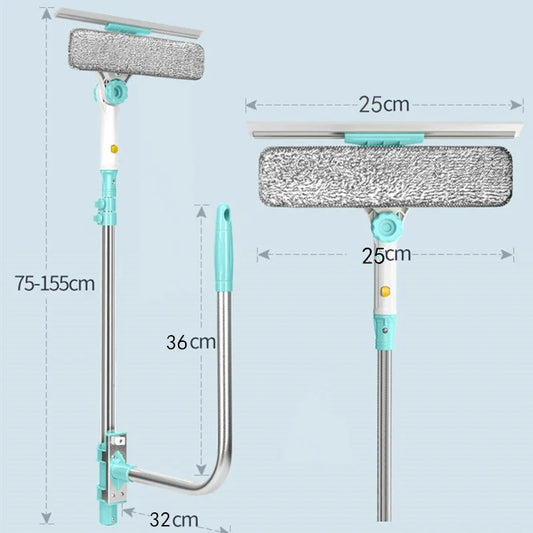 Extendable Window Glass Cleaning Household Tool High Building Retractable Pole Washing Dust Cleaner Brush Dry Wet Scraper Wiper - Profi-Group