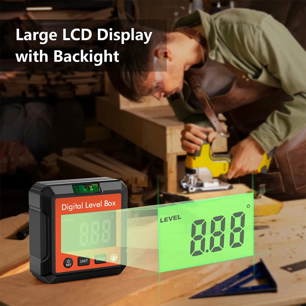 Digital Angle Gauge Magnetic Protractor Inclinometer Level Angle Finder Angle Cube Level Box With Magnes And Backlight Profi-Group