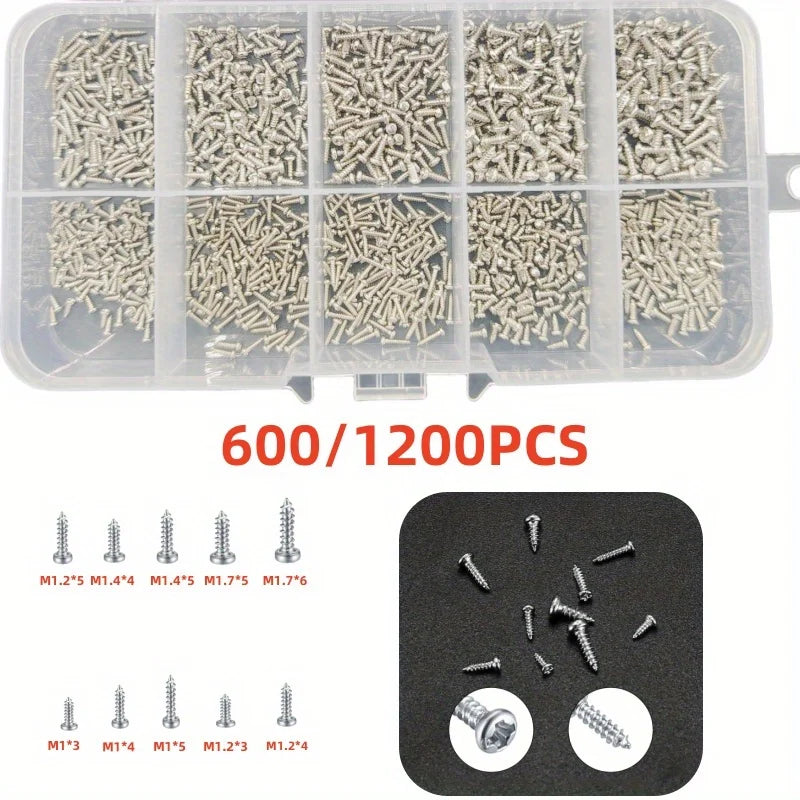 600/1200 sets Miniature self-tapping screws, Miniature crosshead metal screws classification kit