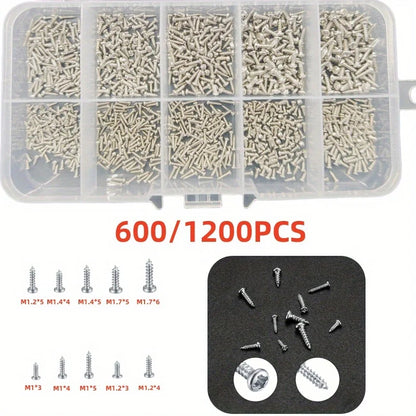 600/1200 sets Miniature self-tapping screws, Miniature crosshead metal screws classification kit