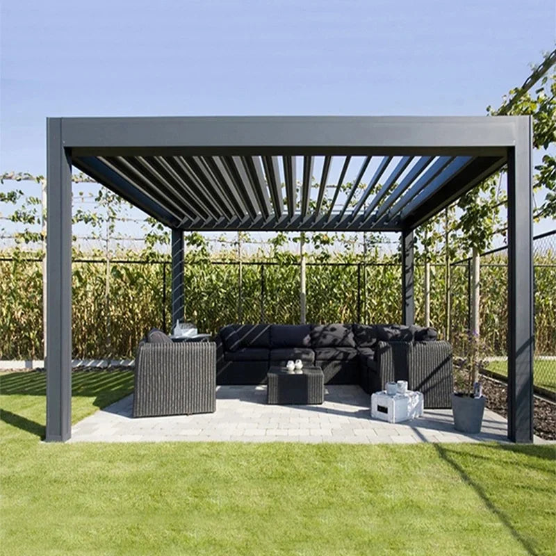 Large Waterproof Aluminum Pergola Gazebo for Outdoor BBQ & Commercial Use Heavy Duty Electric Rain Proof Arch Bridge Profi-Group