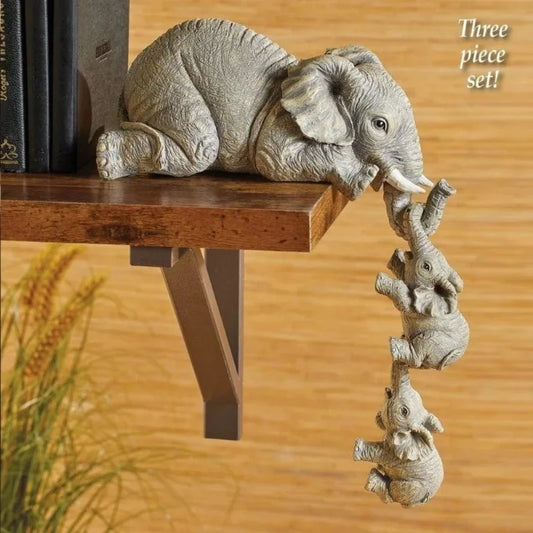 3 Pcs/set Cute Elephant Hug Baby Doll Resin Handicraft Decoration Home Decor Gift Decorative Figurines Miniatures Accessories - Profi-Group