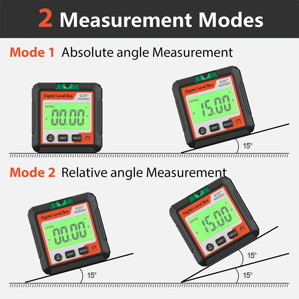 Digital Angle Gauge Magnetic Protractor Inclinometer Level Angle Finder Angle Cube Level Box With Magnes And Backlight Profi-Group