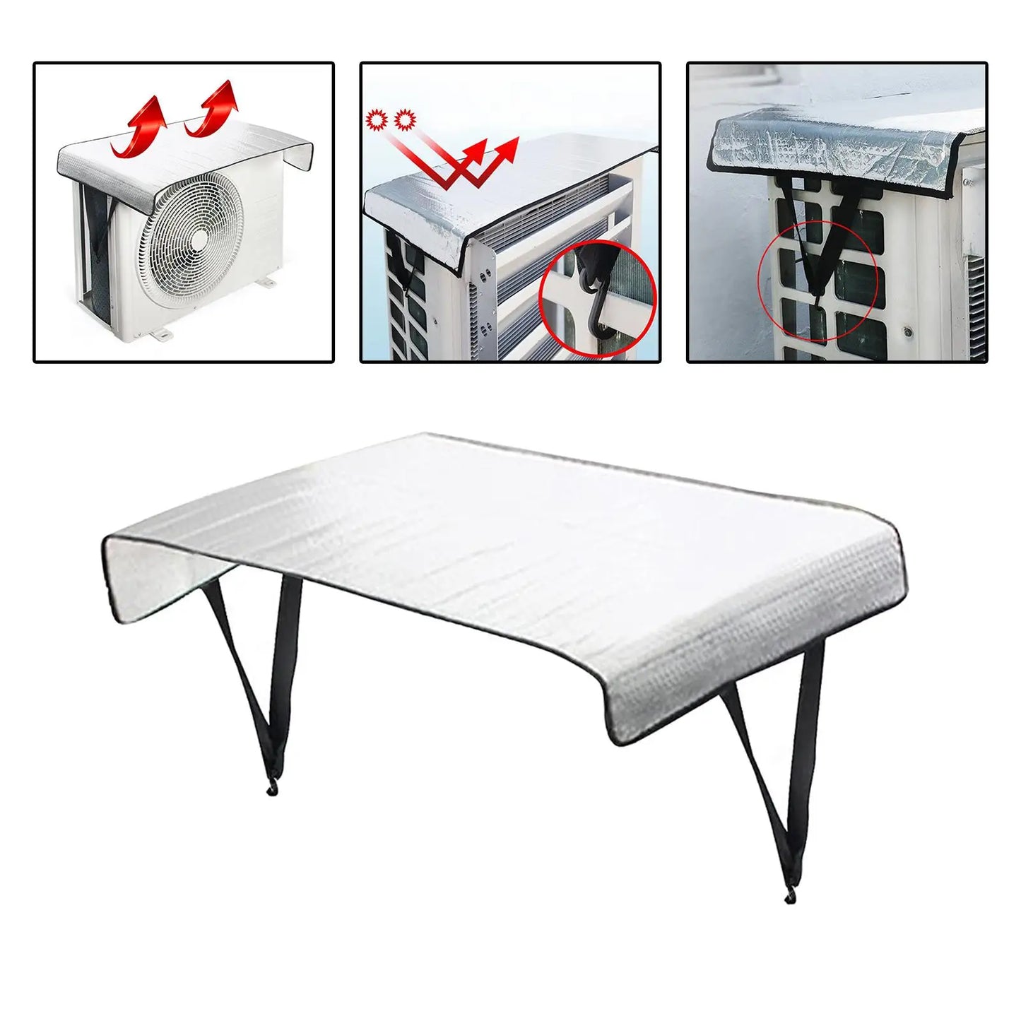 1x Air Conditioner Cover Aluminum Foil Weather Waterproof Sunshade Air Conditioner Outer Cover for Outside Unit Outdoor