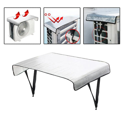 1x Air Conditioner Cover Aluminum Foil Weather Waterproof Sunshade Air Conditioner Outer Cover for Outside Unit Outdoor