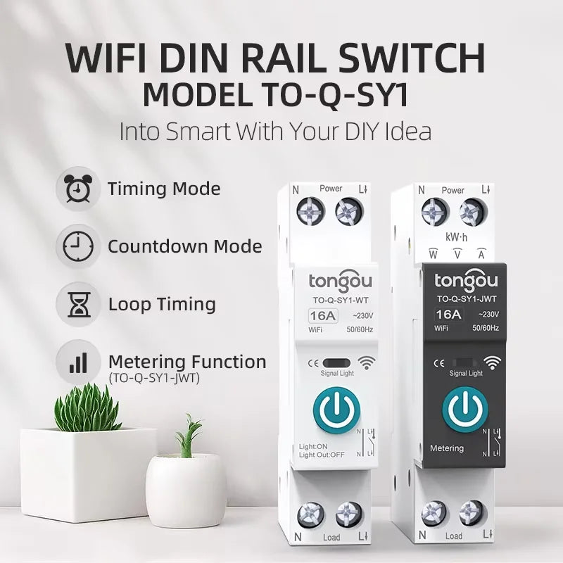 TUYA WIFI Smart Circuit Breaker Power Metering 1P 63A DIN Rail for Smart Home wireless Remote Control Smart Switch by APP TONGOU Profi-Group