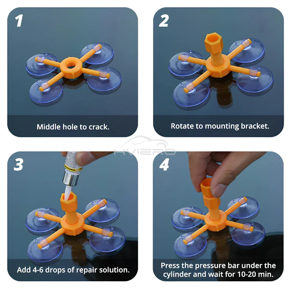 Windshield Repair Kit Scratche Quick Fix Cracked Glass Window Screen Polishing Tool Profi-Group