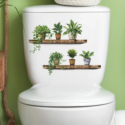 Green Plant Leaves Bathroom Toilet Sticker WC - Profi-Group