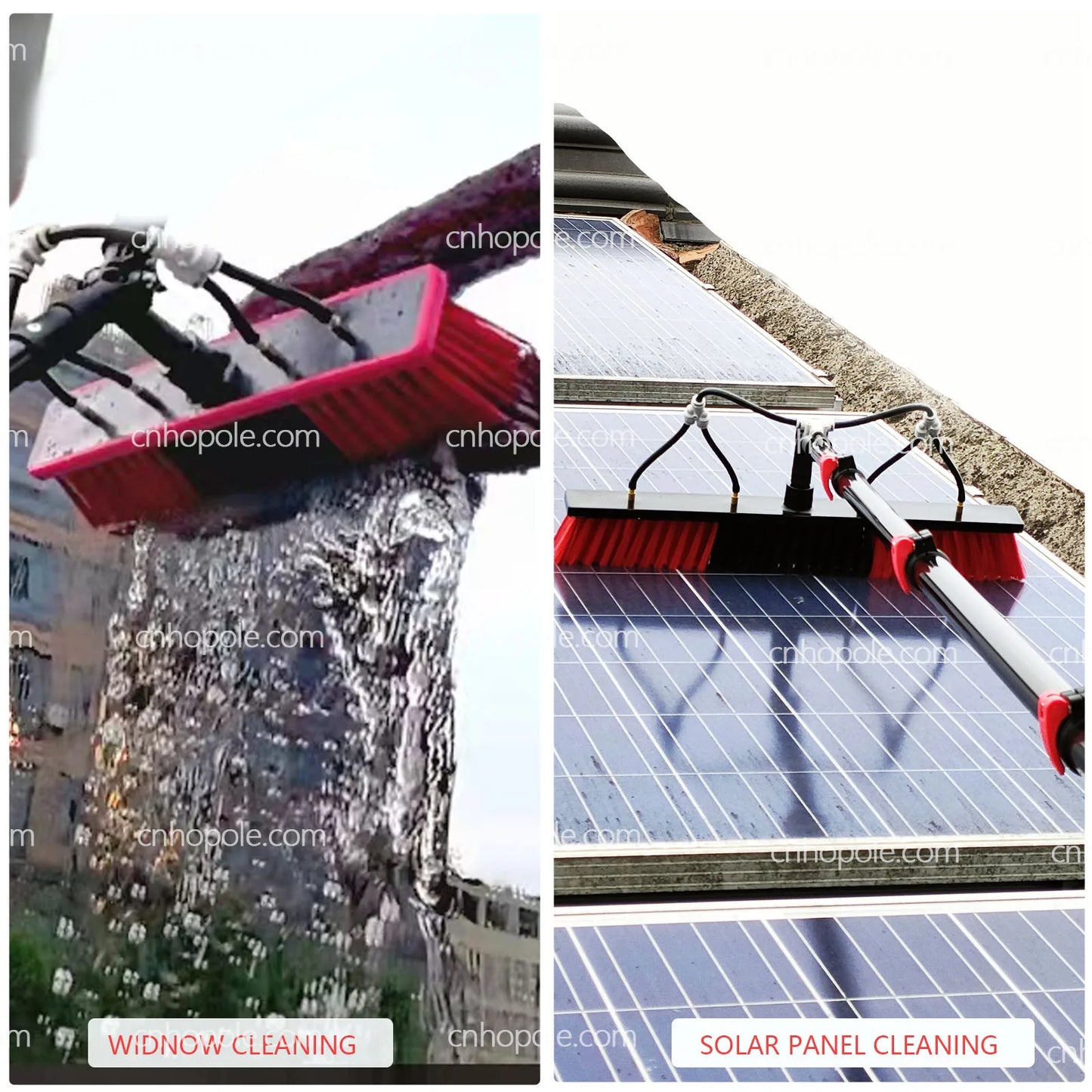 Window Cleaning Brush Head for Solar Panel Washing Water Flow Through
