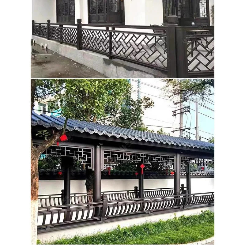 Chinese antique aluminum alloy balcony guardrail aluminum art villa terrace