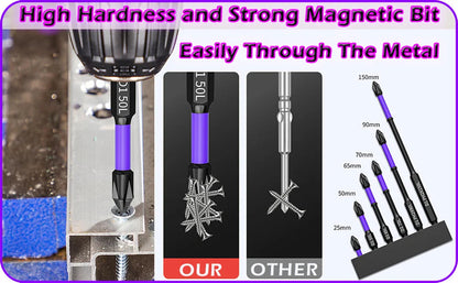 6/12 Pcs Magnetic Screwdriver Bits Non-slip Shockproof Phillips Impact Bits Hex Shank Alloy Steel Bits Suitable for Power Tools Profi-Group