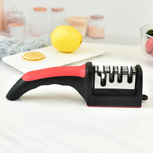 Kitchen 4Segment Knife Sharpener Household Multi-Functional Hand-Held Three-Purpose Black Sharpening Stone - Profi-Group