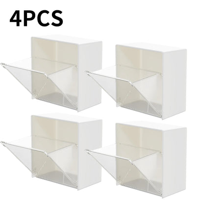 4pcs Plastic Wall Mounted Storage Boxes Dustproof Bathroom Organizer for Cotton Swabs Makeup Adhesive Small Jewelry Holder Box