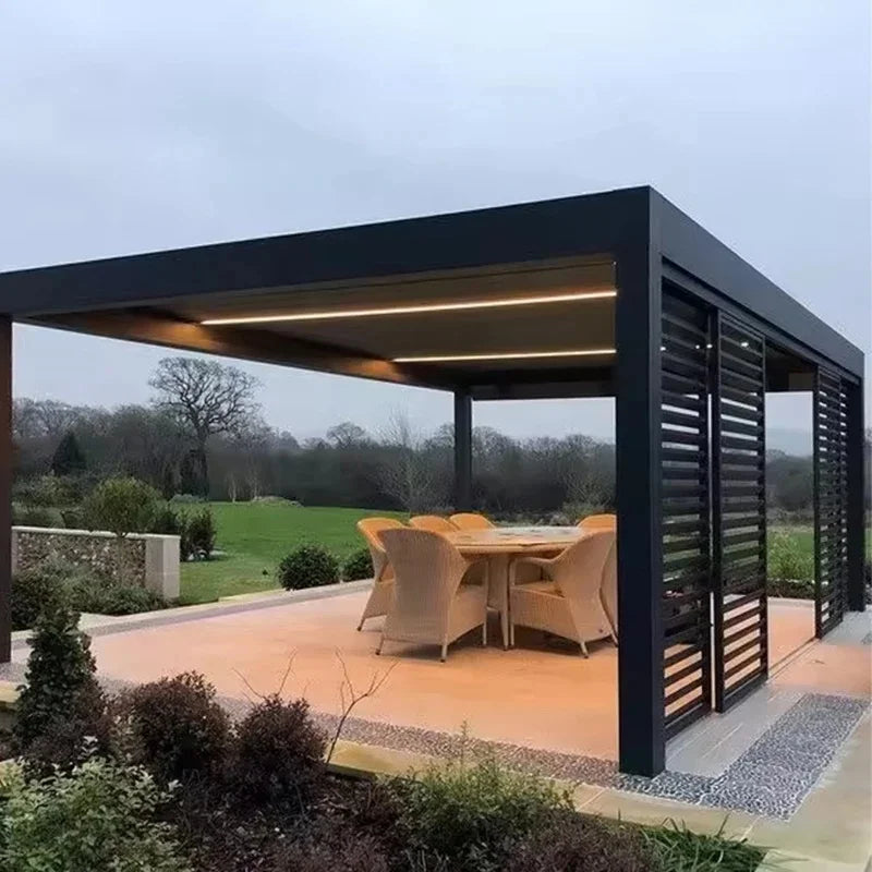 Large Waterproof Aluminum Pergola Gazebo for Outdoor BBQ & Commercial Use Heavy Duty Electric Rain Proof Arch Bridge Profi-Group