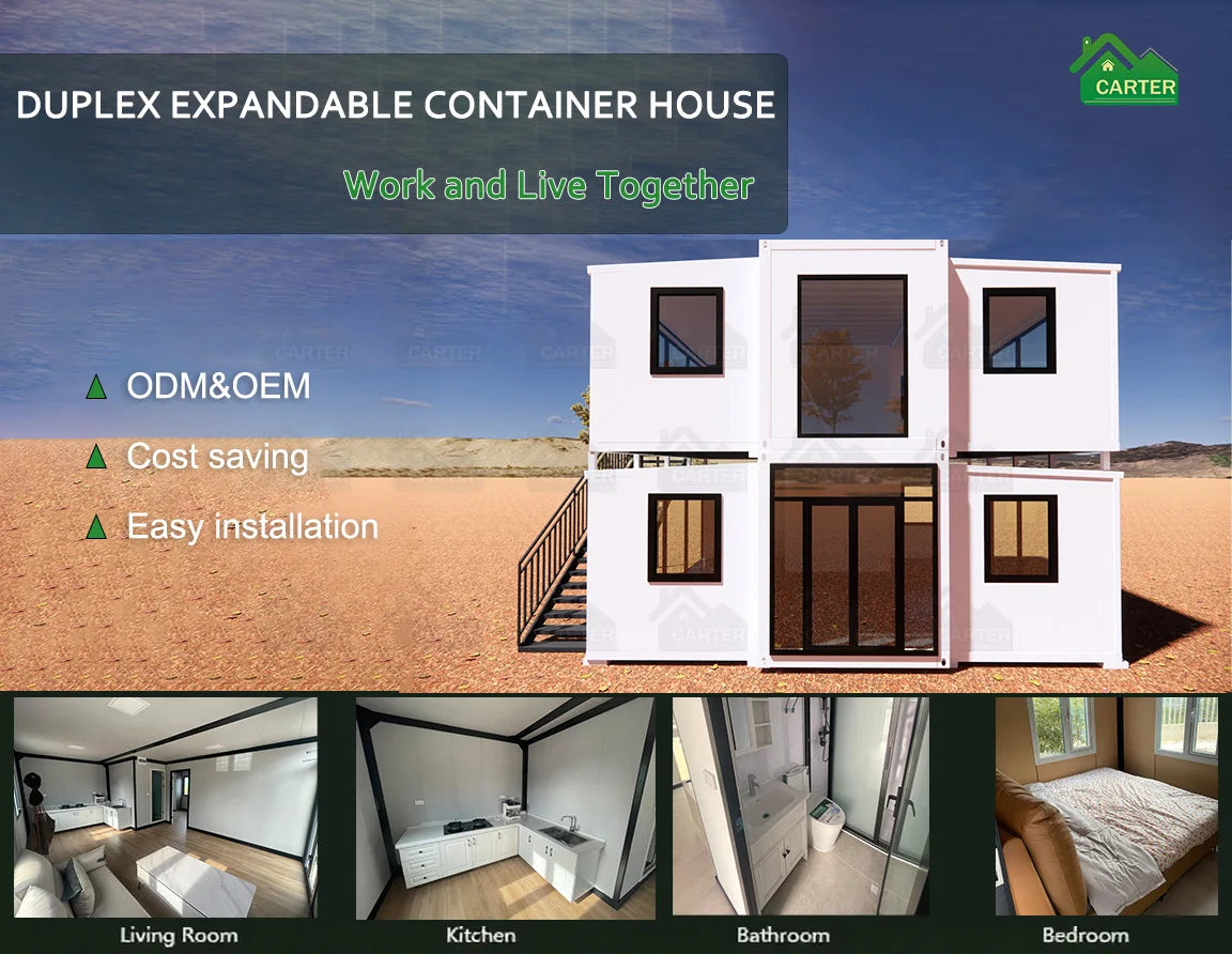 YG 2-6 Bedrooms Full Bathroom Second Floor Duplex Room Steel Folding 20ft 30ft 40ft Extendable Container House Profi-Group