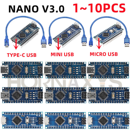 Promotion For arduino Nano V 3.0 Atmega328 Controller Compatible Board Module PCB Development Board MINI/TYPE-C/MICRO USB NANO