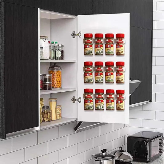 2pcs Grey Plastic Kitchen Jar Rack Wall-Mounted Adhesive Seasoning Bottles Holder Spice Bottle Holder Tool Kitchen Storage Rack - Profi-Group