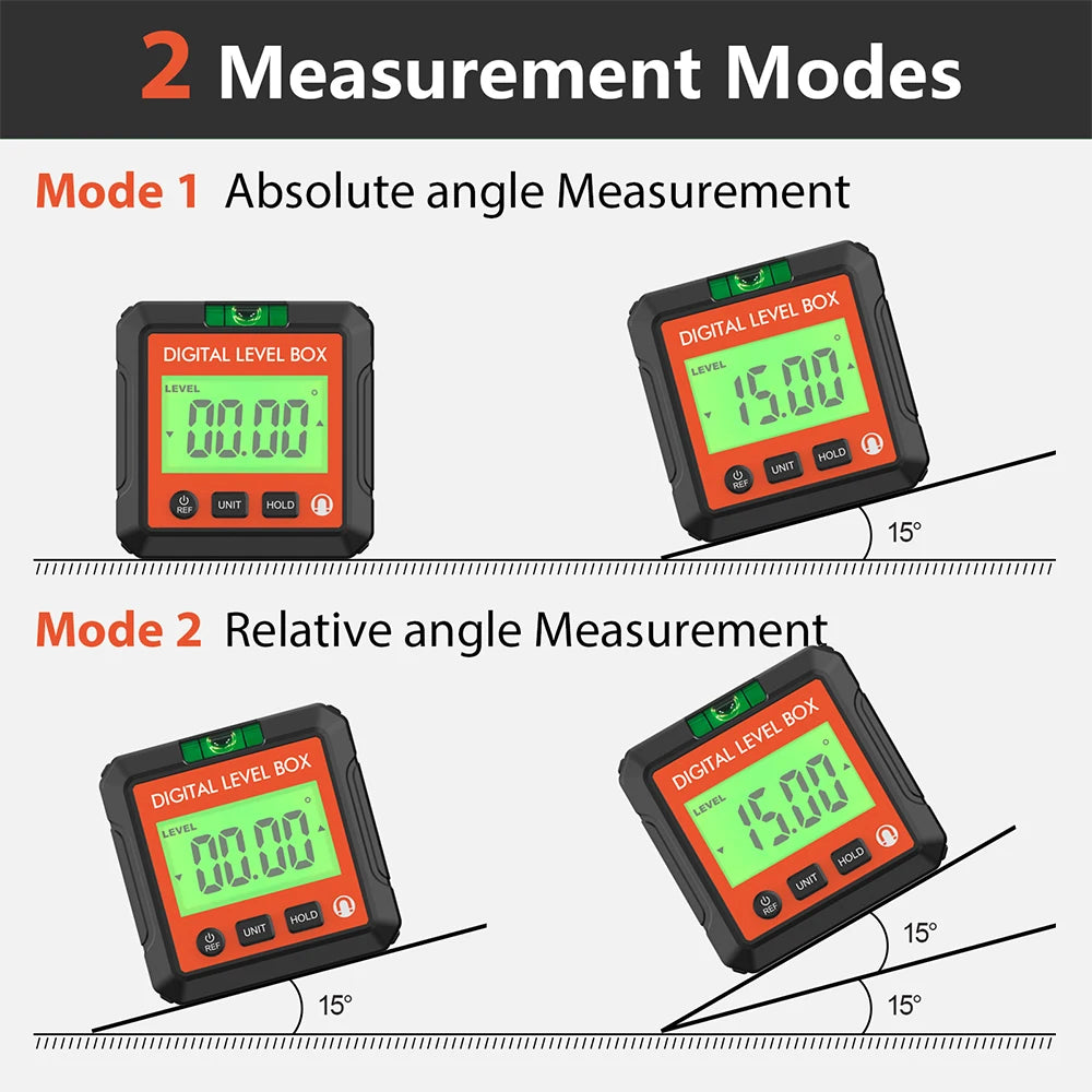 Digital Angle Gauge Magnetic Protractor Inclinometer Level Angle Finder Angle Cube Level Box With Magnes And Backlight Profi-Group