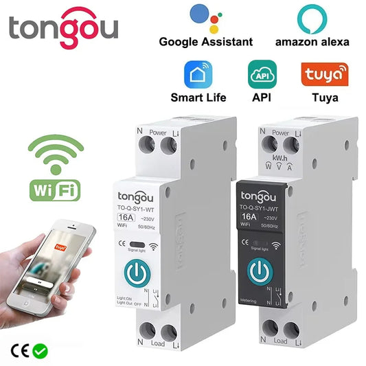TUYA WIFI Smart Circuit Breaker Power Metering 1P 63A DIN Rail for Smart Home wireless Remote Control Smart Switch by APP TONGOU Profi-Group