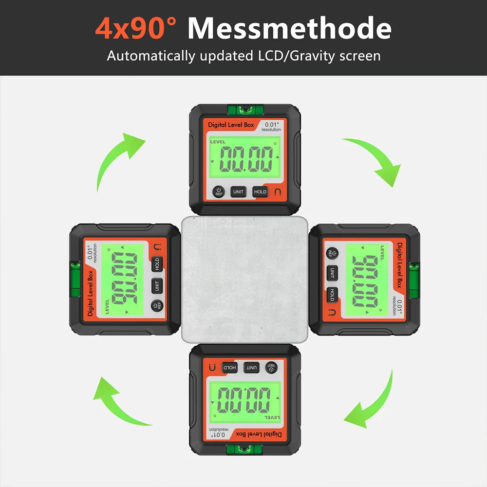 Digital Angle Gauge Magnetic Protractor Inclinometer Level Angle Finder Angle Cube Level Box With Magnes And Backlight Profi-Group