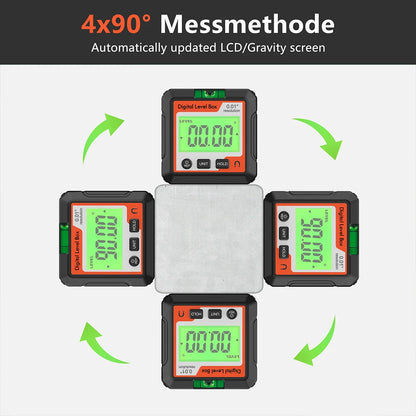 Digital Angle Gauge Magnetic Protractor Inclinometer Level Angle Finder Angle Cube Level Box With Magnes And Backlight Profi-Group